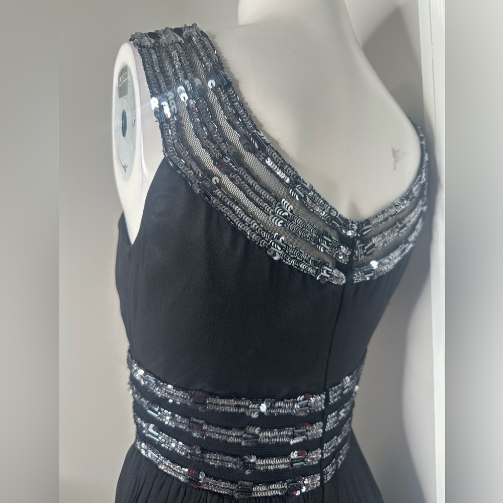 ADRIANNA PAPELL BLACK SEQUIN DRESS-4 PRELOVED - Picture 5 of 17
